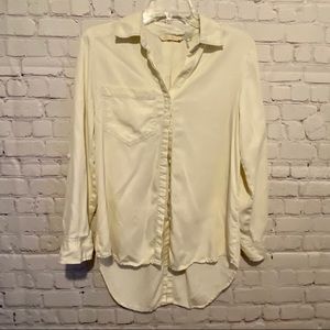 Soft Surroundings XS Ivory Talia Tencel Button Dwn